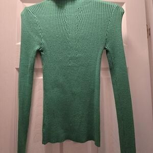Bohme Green Ribbed Turtleneck Sweater